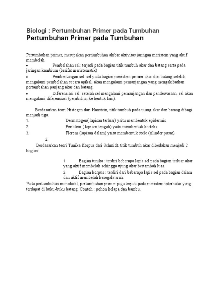 Biologi - pertumbuhan primer | PDF
