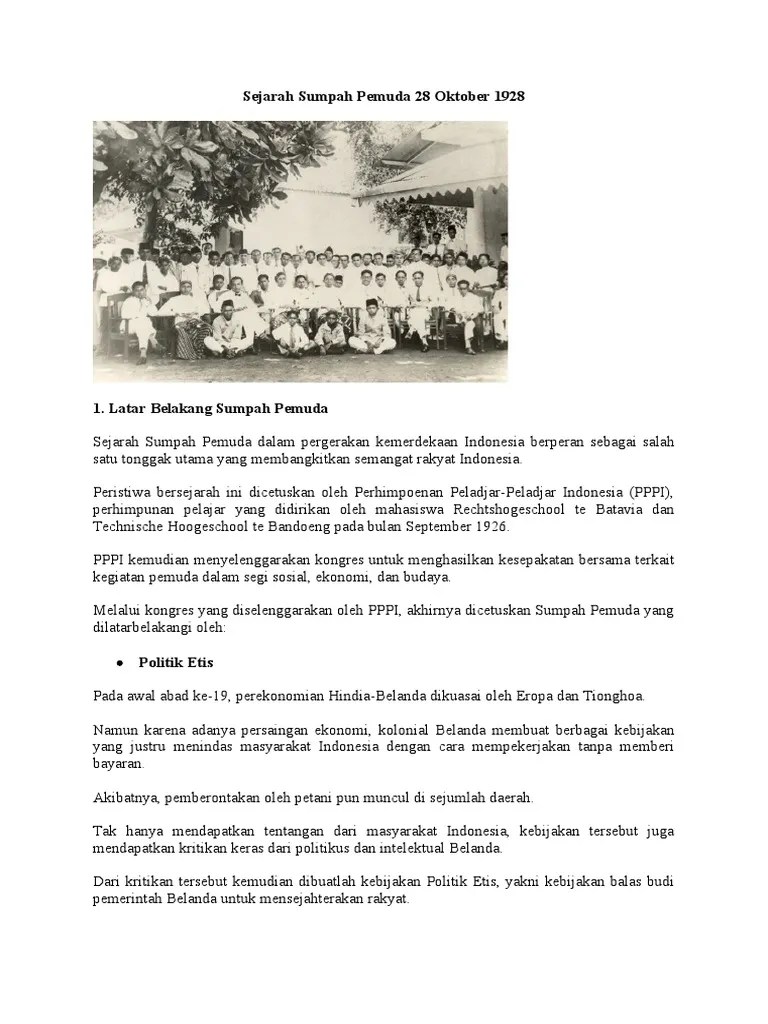 Sejarah Sumpah Pemuda 28 Oktober 1928 | PDF