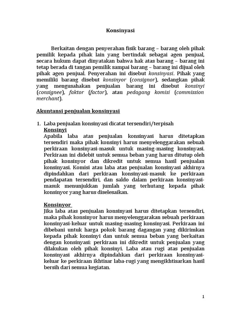 Materi Ke4 Konsinyasi-Latihan | PDF