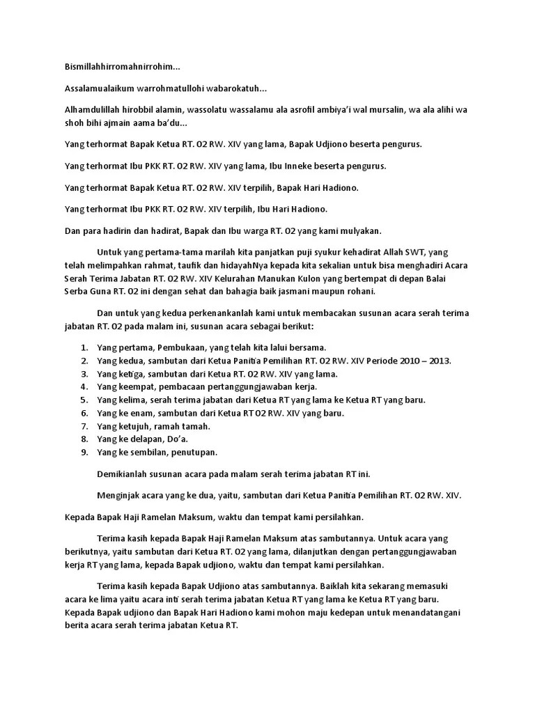 Contoh Kata Sambutan Calon Ketua Rt