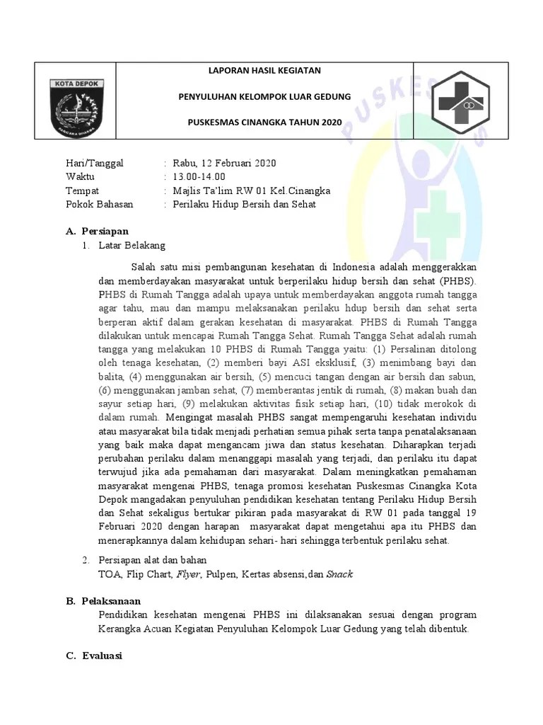 Laporan Hasil Penyuluhan Kelompok Luar Gedung PRINT | PDF