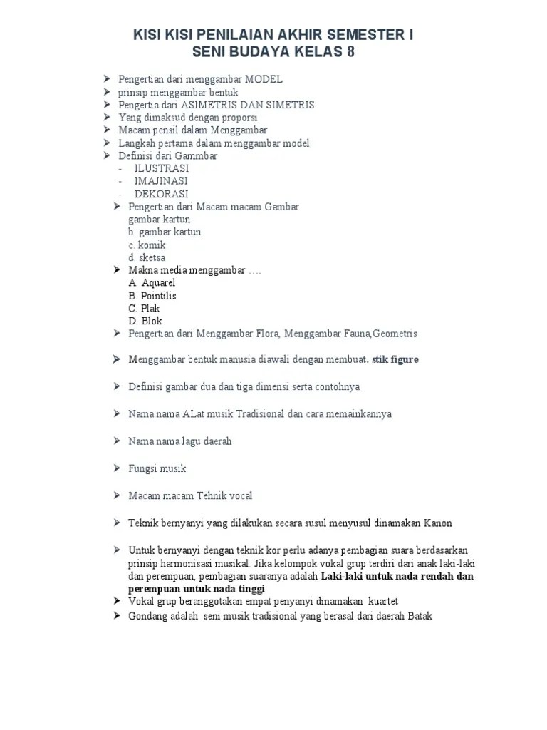 KISI KISI PENILAIAN AKHIR SEMESTER I.docx KLS 8 | PDF
