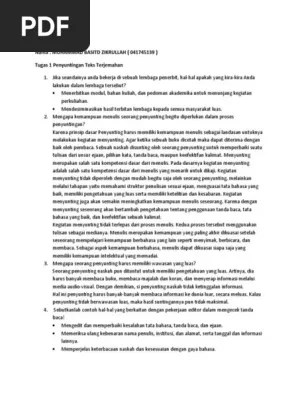 Tugas 1 Penyuntingan Teks Terjemahan 041745139 | PDF