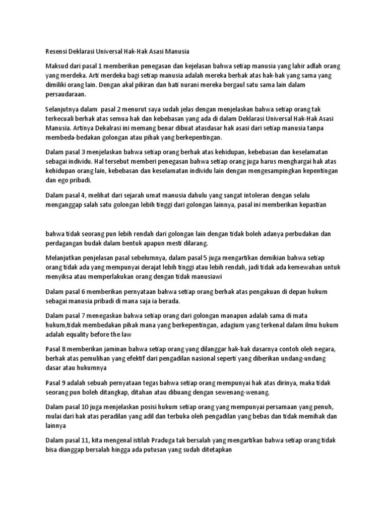 Resensi Deklarasi Universal Hak | PDF