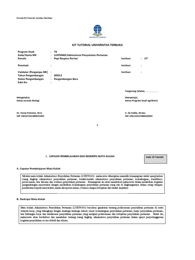 RAT TUTON LUHT4343_Administrasi Penyuluhan Pertanian (1) | PDF