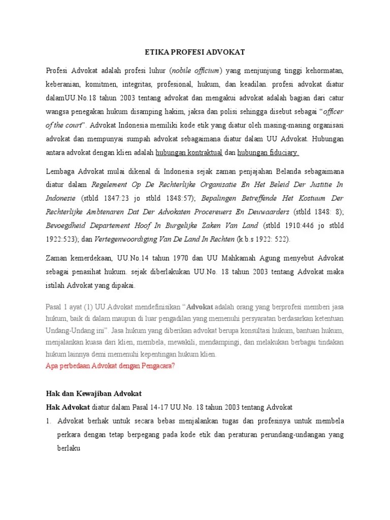 Etika Profesi Advokat | PDF