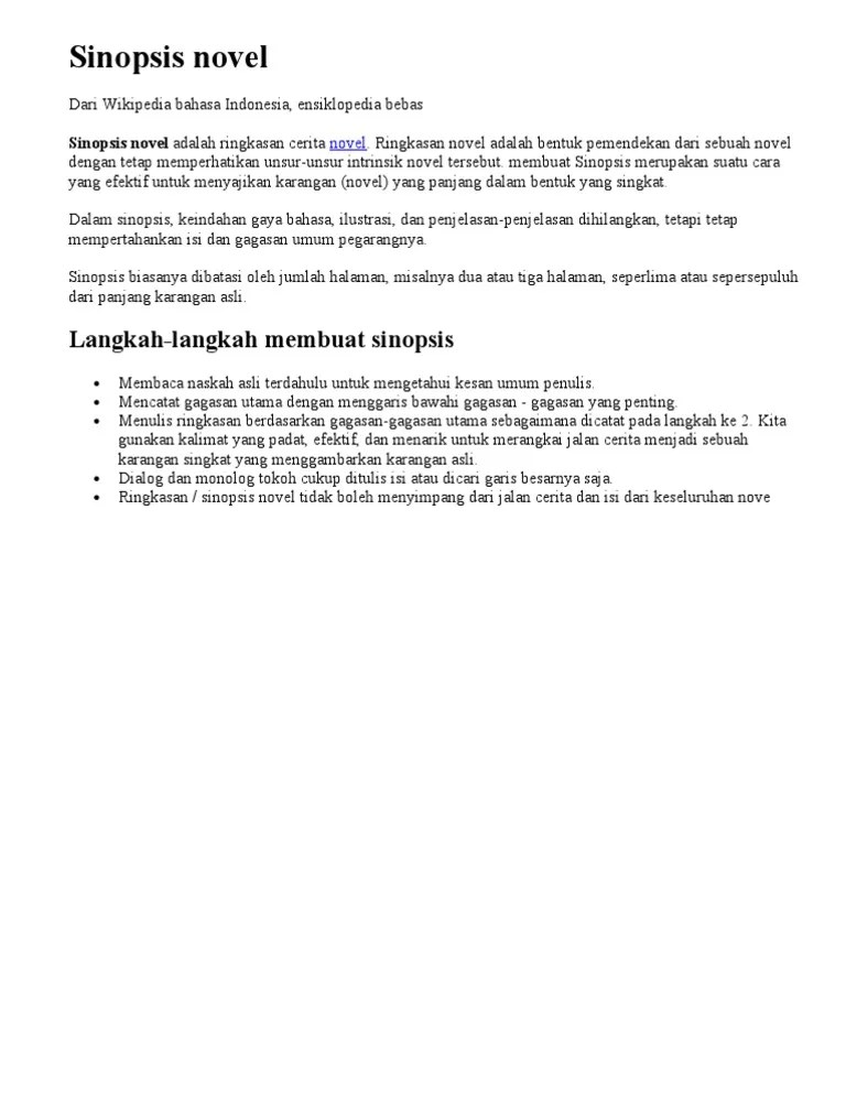 Cara Membuat Sinopsis Novel | PDF