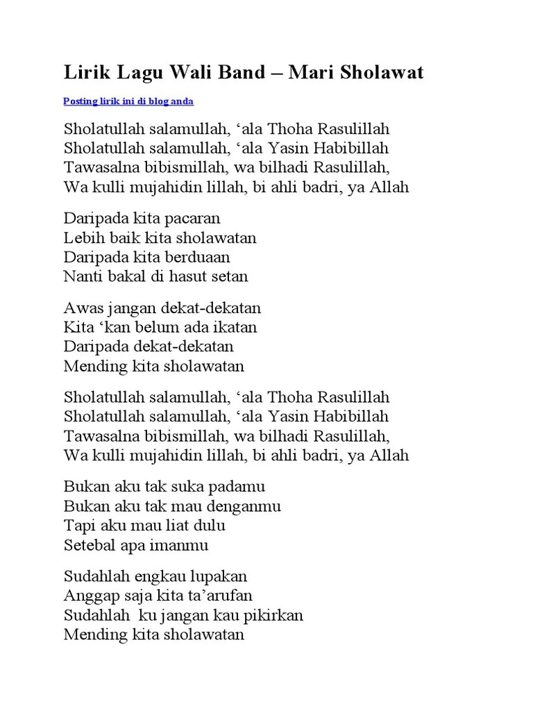 Lirik Lagu Wali Band | PDF
