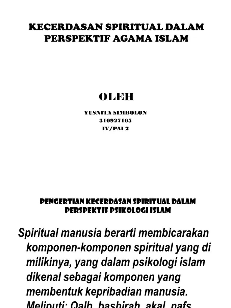 KEPRIBADIAN MANUSIA DALAM PERSPEKTIF PSIKOLOGI ISLAM