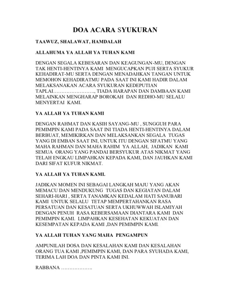 17+ Contoh Doa Penutup ACARA SYUKURAN