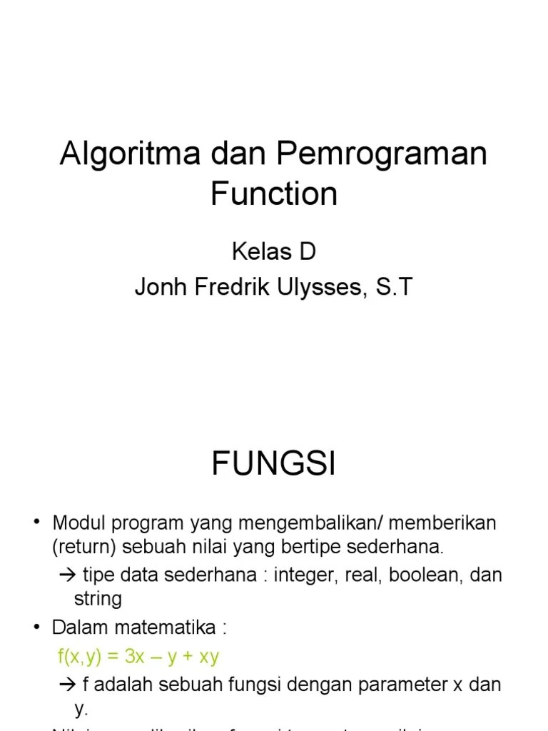 Fungsi Dalam Algoritma Dan Pemrograman