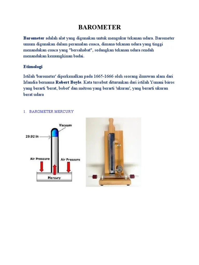 Barometer Adalah Alat Yang Digunakan Untuk Mengukur Tekanan Udara | PDF