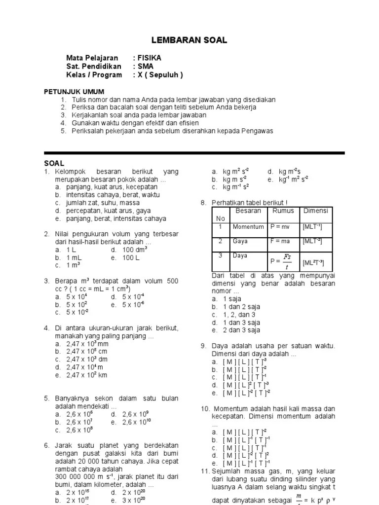 Soal Fisika X - 6 | PDF