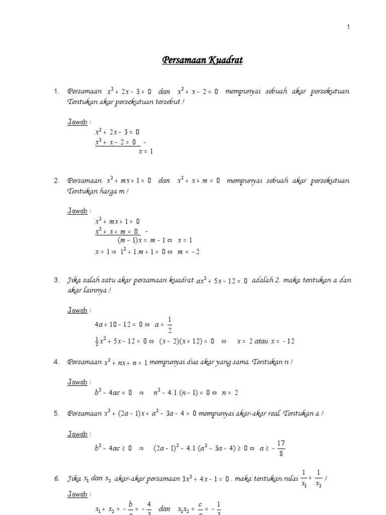 PERSAMAANKUADRAT | PDF