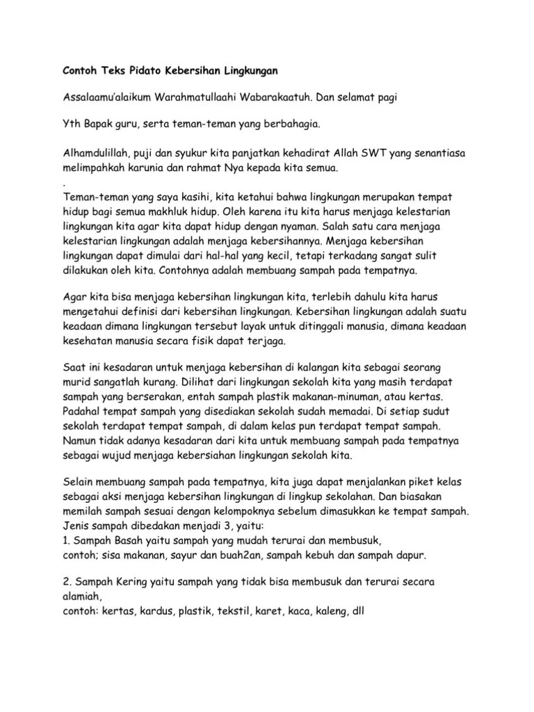 Contoh Pidato Tentang Kebersihan Sekolah - Aneka Macam Contoh