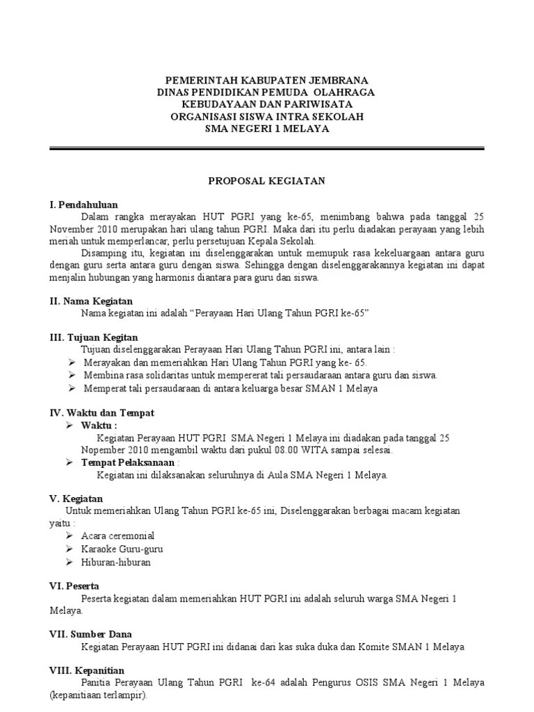 Proposal Hut Pgri | PDF