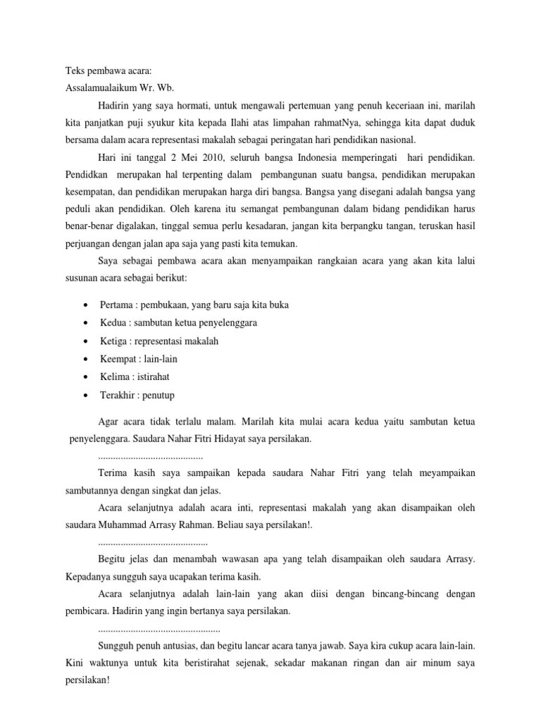 Kumpulan Teks Mc Formal – Sekali