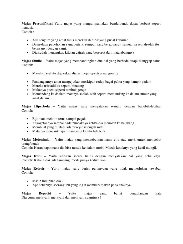 Contoh Kalimat Bermajas Personifikasi - Mosaicone