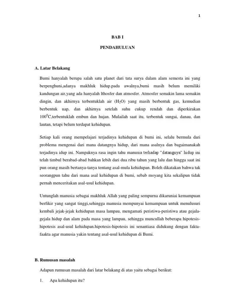 Teori Tentang Asal Usul Kehidupan – Sekali
