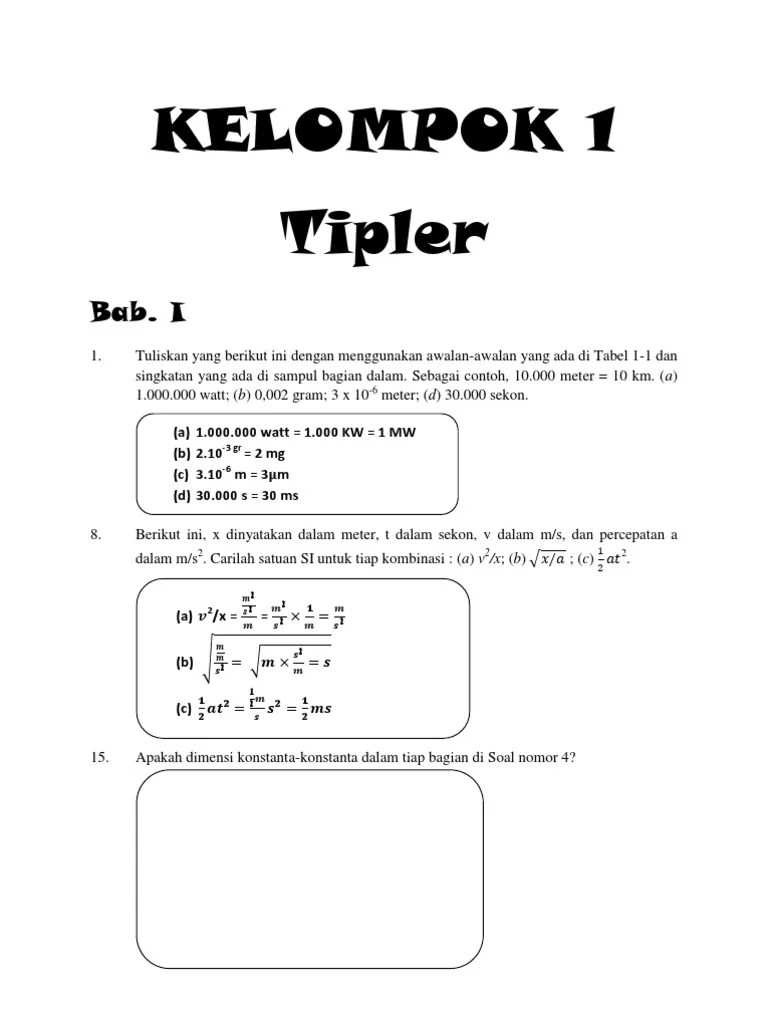 Contoh Soal Awalan Dalam Satuan Si