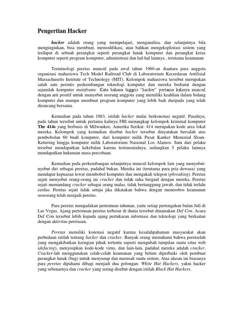 Pengertian Hacker (Makalah Lengkap) | PDF