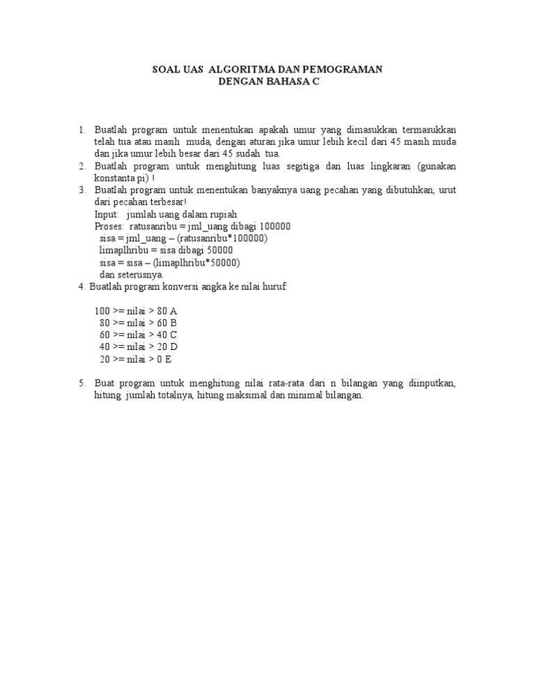 Soal Uas Algoritma Dan Pemograman | PDF