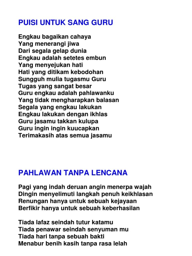 Puisi Untuk Guru &amp; Ibu | PDF