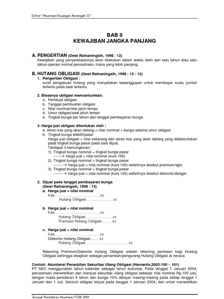 Contoh Soal Obligasi Jangka Panjang