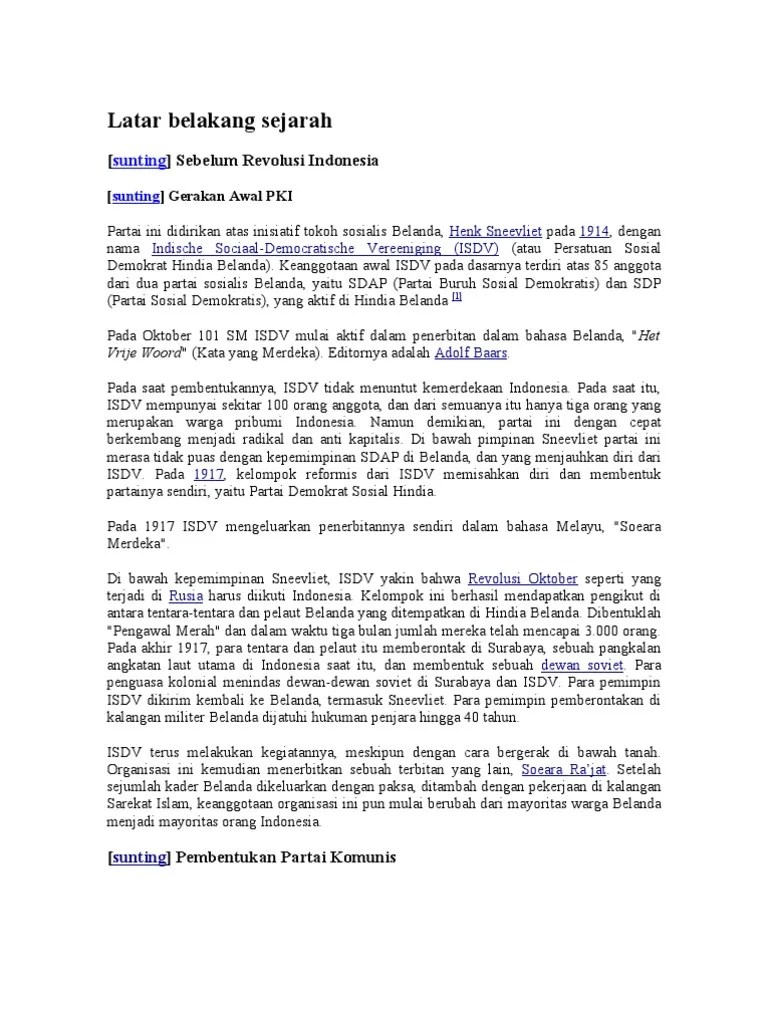 Latar Belakang Sejarah PKI | PDF