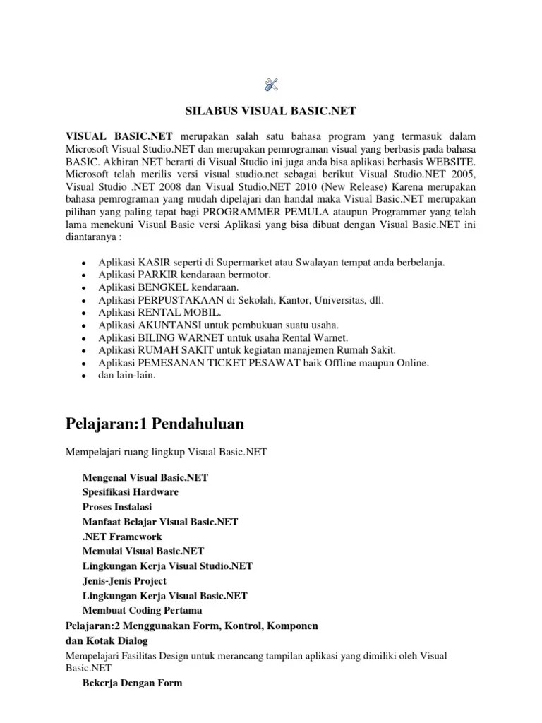 Silabus Visual Basic Net | PDF