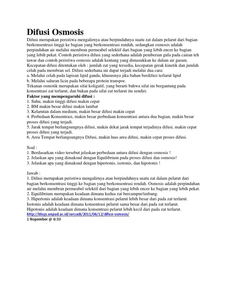 Difusi Osmosis | PDF