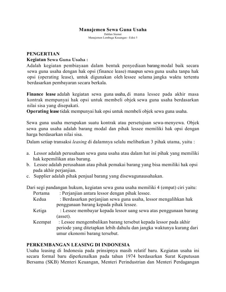 Manajemen Sewa Guna Usaha | PDF