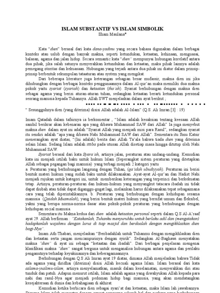 Islam Substantif Vs Islam Simbolik | PDF