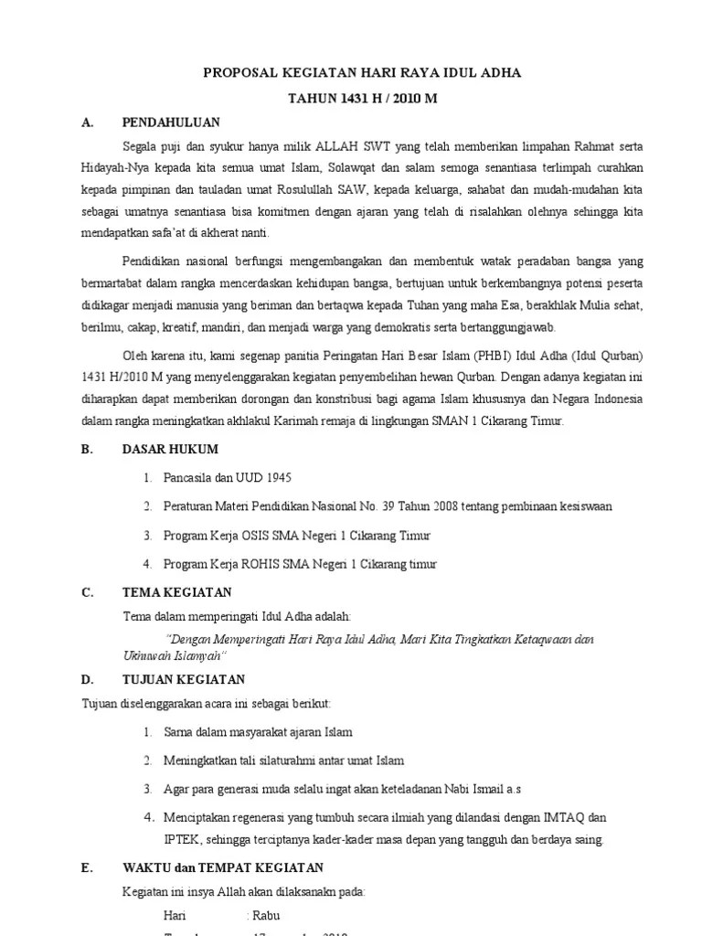 Proposal Kegiatan Hari Raya Idul Adha | PDF