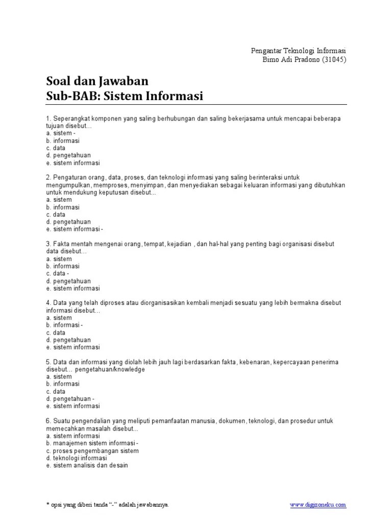 Soal Uts Pengantar Sistem Informasi Manajemen Semester 1