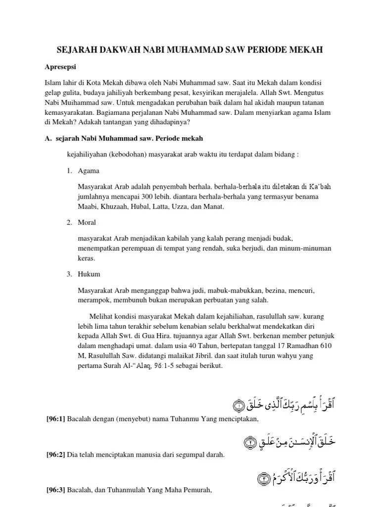 Jelaskan Strategi Dakwah Nabi Muhammad Saw Selama Di Mekah