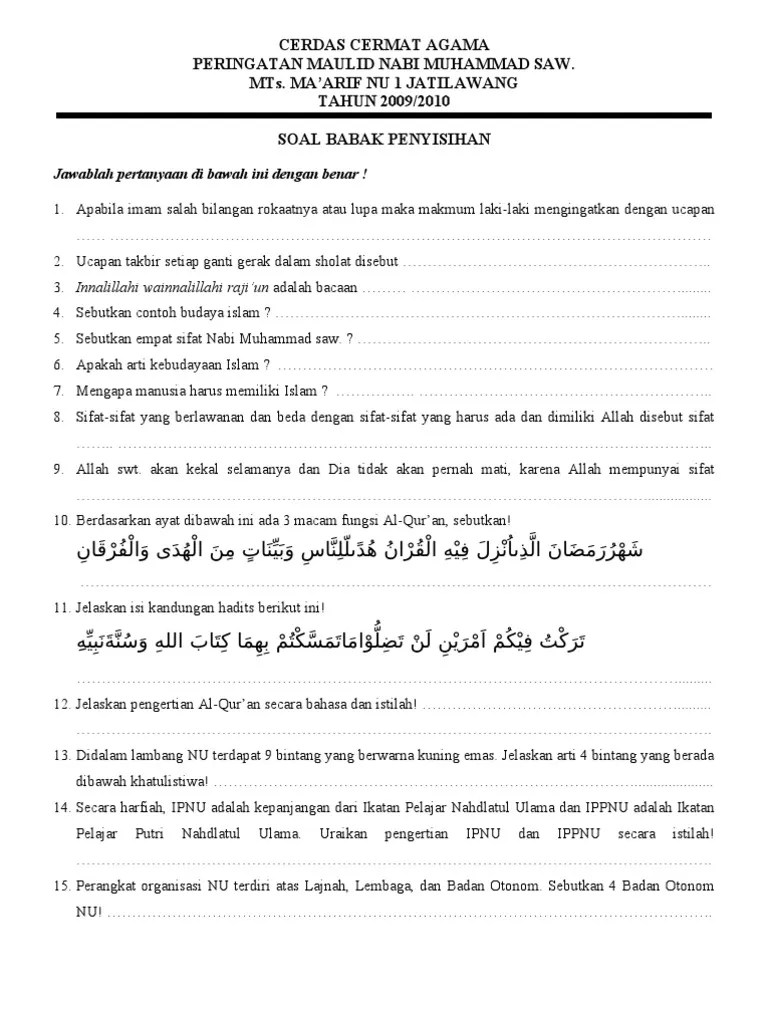 Soal-soal Cerdas Cermat Sd Kelas 5