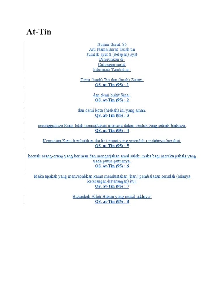 Surat At Tin Latin Beserta Artinya