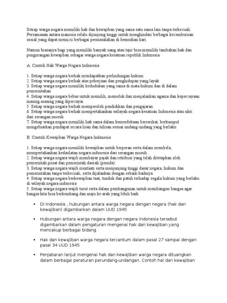 Contoh Hak Warga Negara Dalam Bidang Hukum Adalah Quizizz