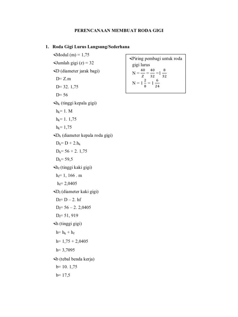 Perencanaan Membuat Roda Gigi | PDF