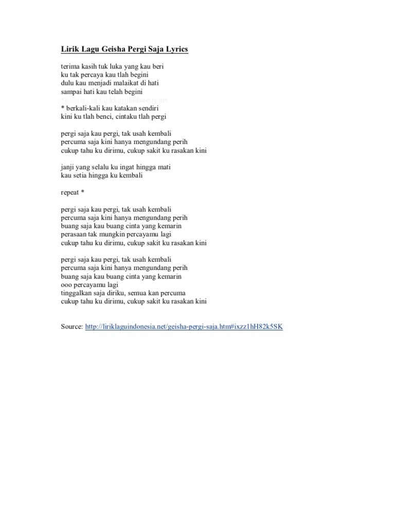 Lirik Lagu Geisha Pergi Saja Kau Pergi