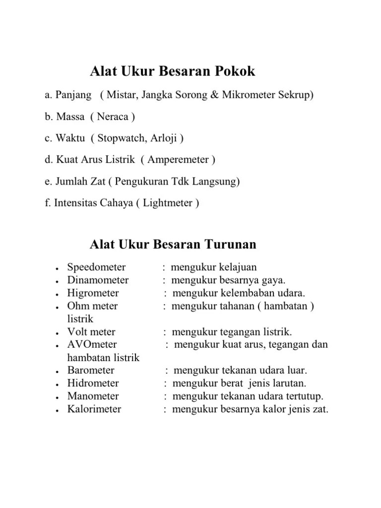 Alat Ukur Besaran Pokok | PDF