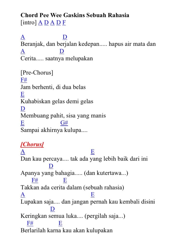 Chord Tak Akan Ada Cerita Dalam Sebuah Rahasia
