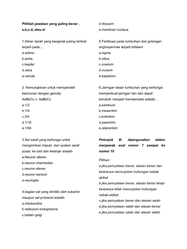 Soal SNMPTN 2008 Biologi