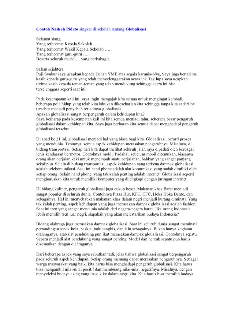 Contoh Pidato Singkat Tentang Globalisasi // Kumpulan Contoh Terbaru
