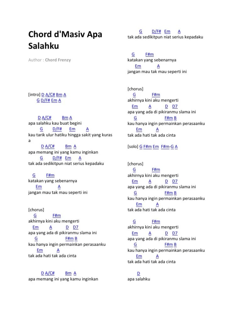 Ada Hati Yang Termanis Chord