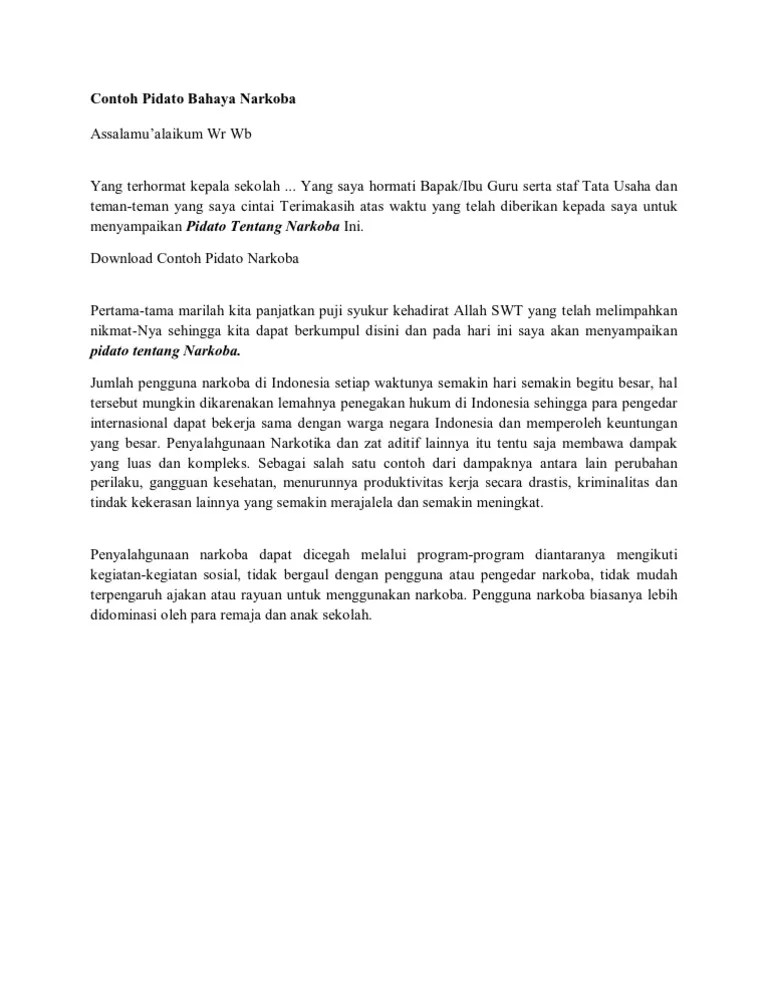 Contoh Pidato Bahaya Narkoba | PDF