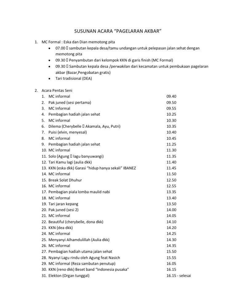 Contoh Susunan Acara Non Formal - tukaffe.com