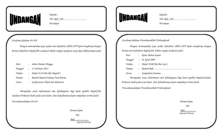 Contoh Surat Undangan Syukuran | PDF