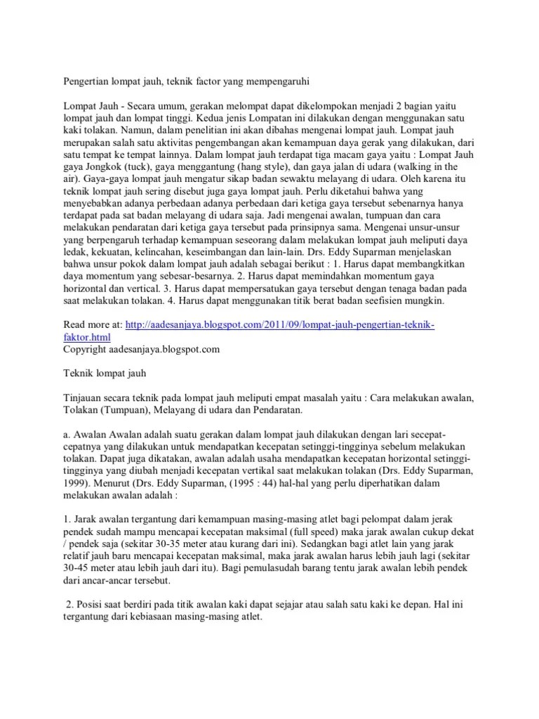Pengertian Lompat Jauh | PDF